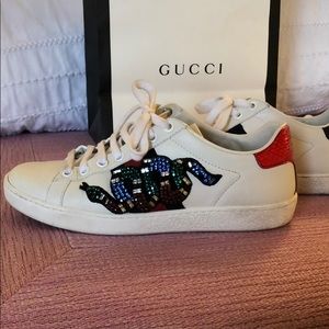 Gucci Snake Embellished Ace Sneakers